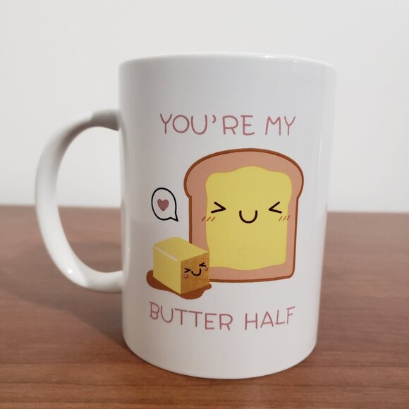 Valentines Day Coffee Mug Love Cute You're My Butter Half White Brand New NWT - Picture 3 of 6